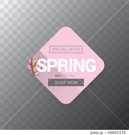 vector spring sale web banner isolated on transparent background. Abstract spring sale pink label or 48605376