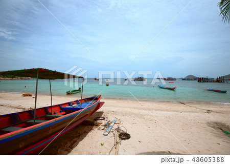 南国のビーチとボート 48605388