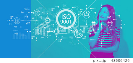 ISO 9001 with young businesswoman 48606426