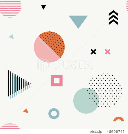 Trendy geometric memphis seamless pattern. Trendy geometric memphis seamless pattern. 48606745
