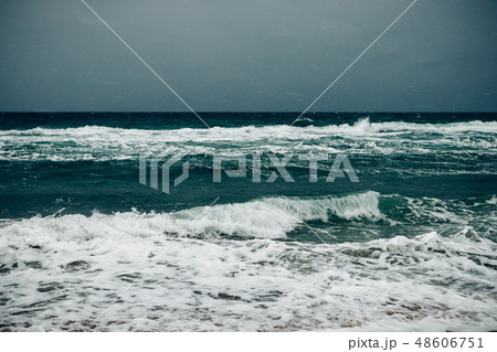 Seashore during beautiful dramatic snow storm 48606751