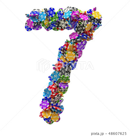 Number 7 from casino tokens. 3D rendering Number 7 from casino tokens. 3D rendering 48607625