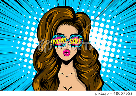 wow face woman pop art sale advertise 48607953