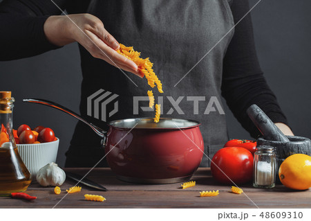 Chef preparing food. Chef preparing food. 48609310