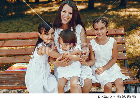 Mother with daughter playing in a summer park 48609848