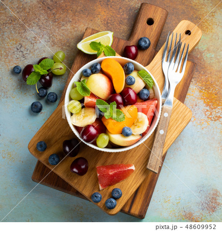 Bowl of healthy fresh fruit salad. 48609952