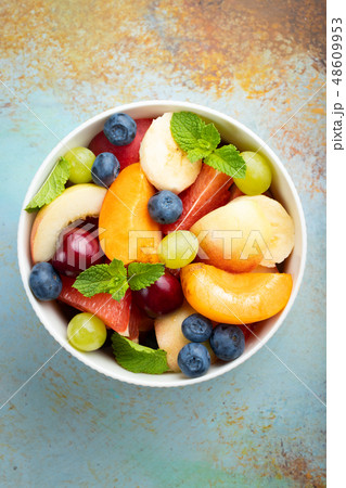 Bowl of healthy fresh fruit salad. 48609953