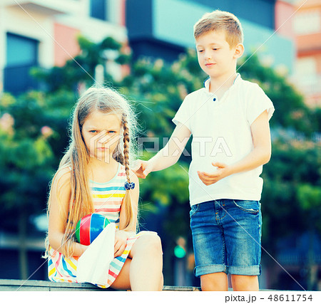 irritated girl portrait 48611754