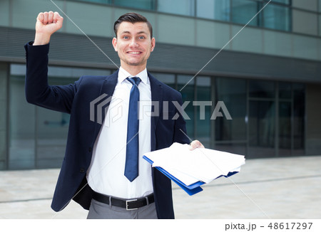 Smiling manager is happy after successful signing contract 48617297