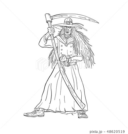 Ankou Graveyard Watcher With Scythe Drawing  48620519
