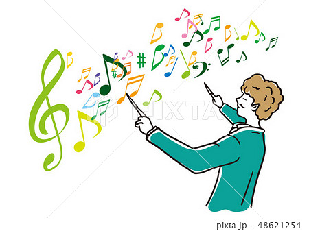 指揮をする音楽家のイラスト素材