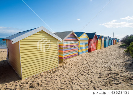 Bathing boxes in Brighton beach, Melbourne. Bathing boxes in Brighton beach, Melbourne. 48623455