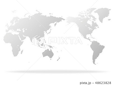 白色の背景とグレーのグラデーション世界地図と影のイラスト素材