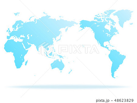 白色の背景と水色グラデーション世界地図と影のイラスト素材