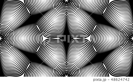 Seamless pattern with geometric woodcut styled line tiles and arabic pattern grid for abstract 48624742