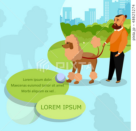 Man Walking with Poodle in Park Vector Banner 48625274