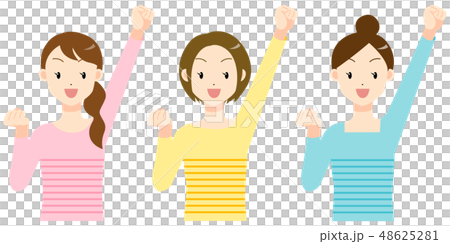 3人の女性 ガッツポーズのイラスト素材