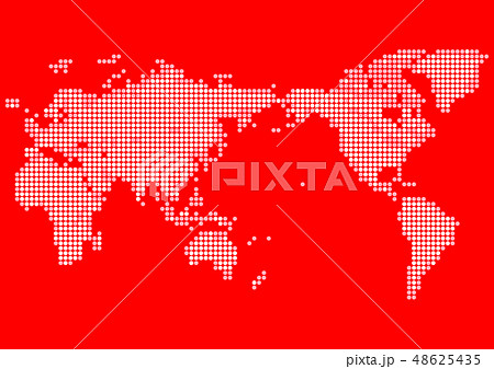 赤色の背景と白い丸いドット世界地図のイラスト素材