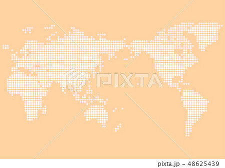 オレンジ色の背景と白い丸いドット世界地図のイラスト素材