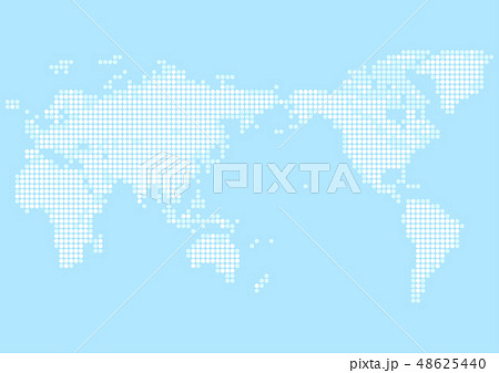 水色の背景と白い丸いドット世界地図のイラスト素材