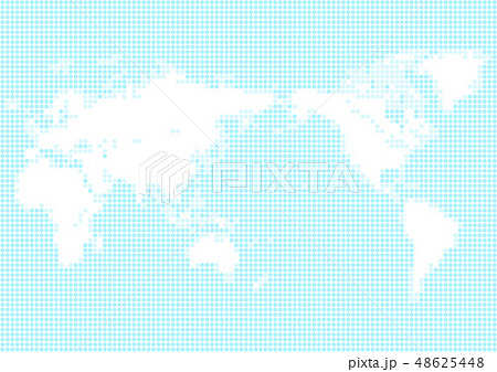 水色の背景と白い丸いドット世界地図のイラスト素材