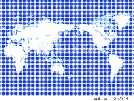 青色の背景と白い丸いドット世界地図のイラスト素材