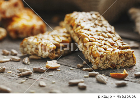 Sweets Bar of sunflower seeds on a vintage back 48625656