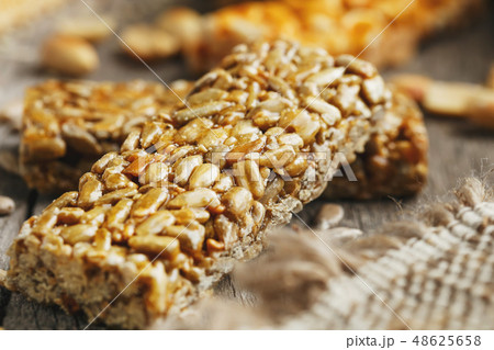 Sweets Bar of sunflower seeds on a vintage back 48625658