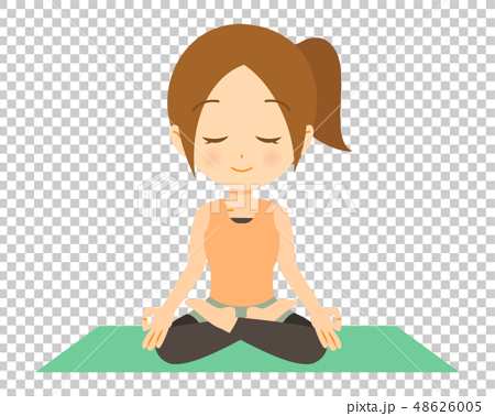 ヨガをしている女性 瞑想 座禅のイラスト素材