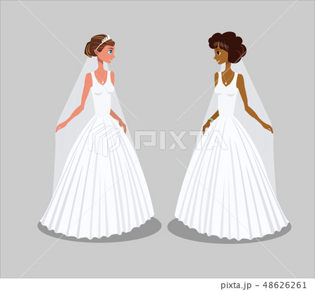 Brides in Wedding Dresses Vector Illustration Brides in Wedding Dresses Vector Illustration 48626261