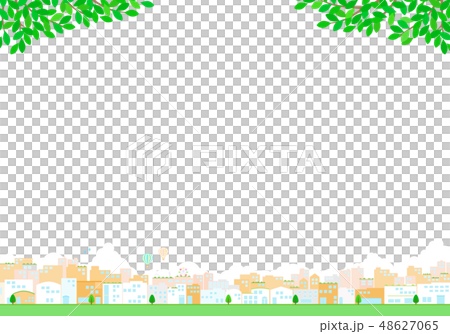 City streets with balloon clouds City streets with balloon clouds 48627065