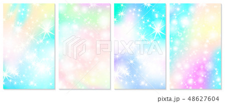 Unicorn rainbow background. Holographic sky 48627604