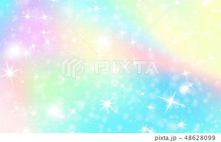 Unicorn rainbow background. Holographic sky 48628099