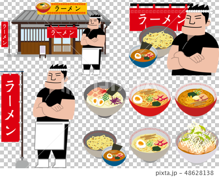 ラーメン屋 店員 男性 店舗のイラスト素材