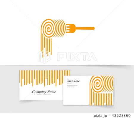 Pasta logo vector isolated, spaghetti noodle on fork symbol, Italian food logotype, flat design of 48628360