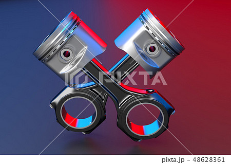 3D rendering. Engine piston with piston rings. 3D rendering. Engine piston with piston rings. 48628361
