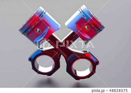 3D rendering. Engine piston with piston rings. 3D rendering. Engine piston with piston rings. 48628375