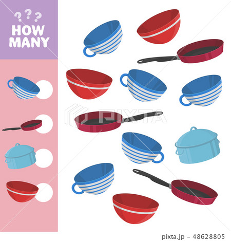 How many counting game with kitchen pictures for kids, educational maths task How many counting game with kitchen pictures for kids, educational maths task 48628805