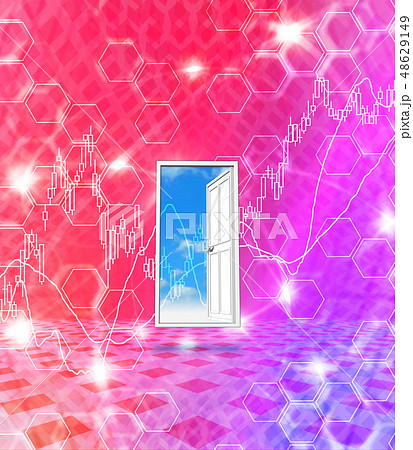 世界の青空に向かって開くドア 48629149