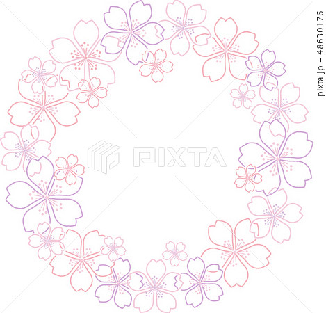 桜リースC 線画 桜リースC 線画 48630176
