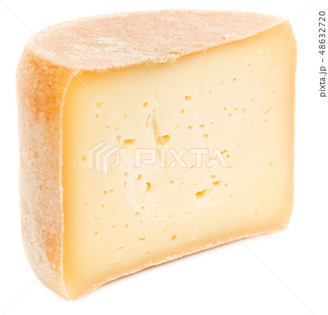 Half of wheel cheese isolated on white 48632720