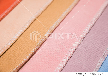 A set of samples of fabric furniture decoration lines of textile textures. Multicolored stripes 48632738
