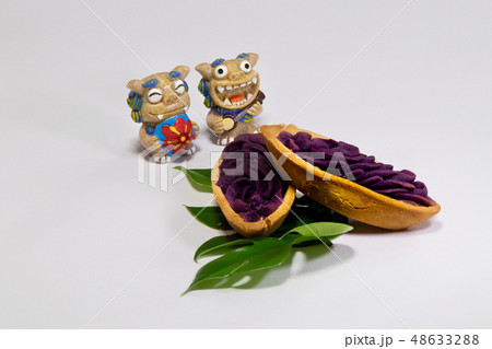 シーサーと沖縄のお菓子とモンステラ 48633288
