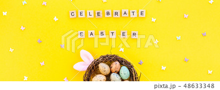 Creative Top view holiday Easter Concept 48633348