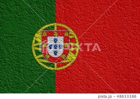 Portugal Politics Or Business Concept: Portuguese Flag Wall With Plaster 48633386