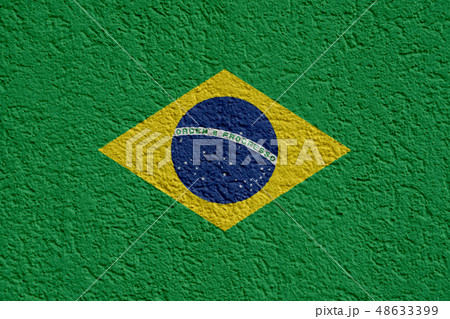 Brazil Politics Or Business Concept: Brazilian Flag Wall With Plaster, Texture Brazil Politics Or Business Concept: Brazilian Flag Wall With Plaster, Texture 48633399