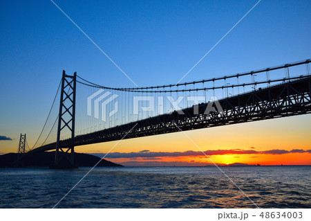 夕景 明石海峡大橋 夕景 明石海峡大橋 48634003
