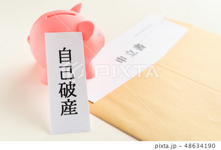 自己破産手続き　破産　自己破産　ブタの貯金箱　申立書 48634190