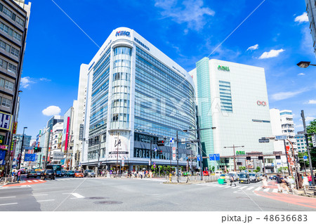 東京　新宿四丁目交差点の風景 48636683