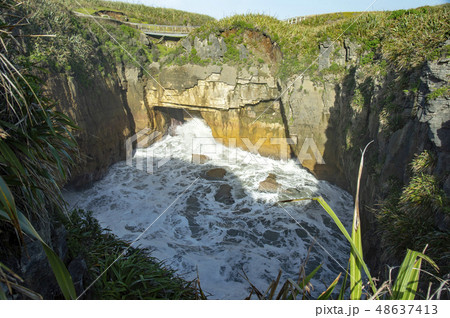 Pancake Rocks Blowholes,South Island New Zealand Pancake Rocks Blowholes,South Island New Zealand 48637413